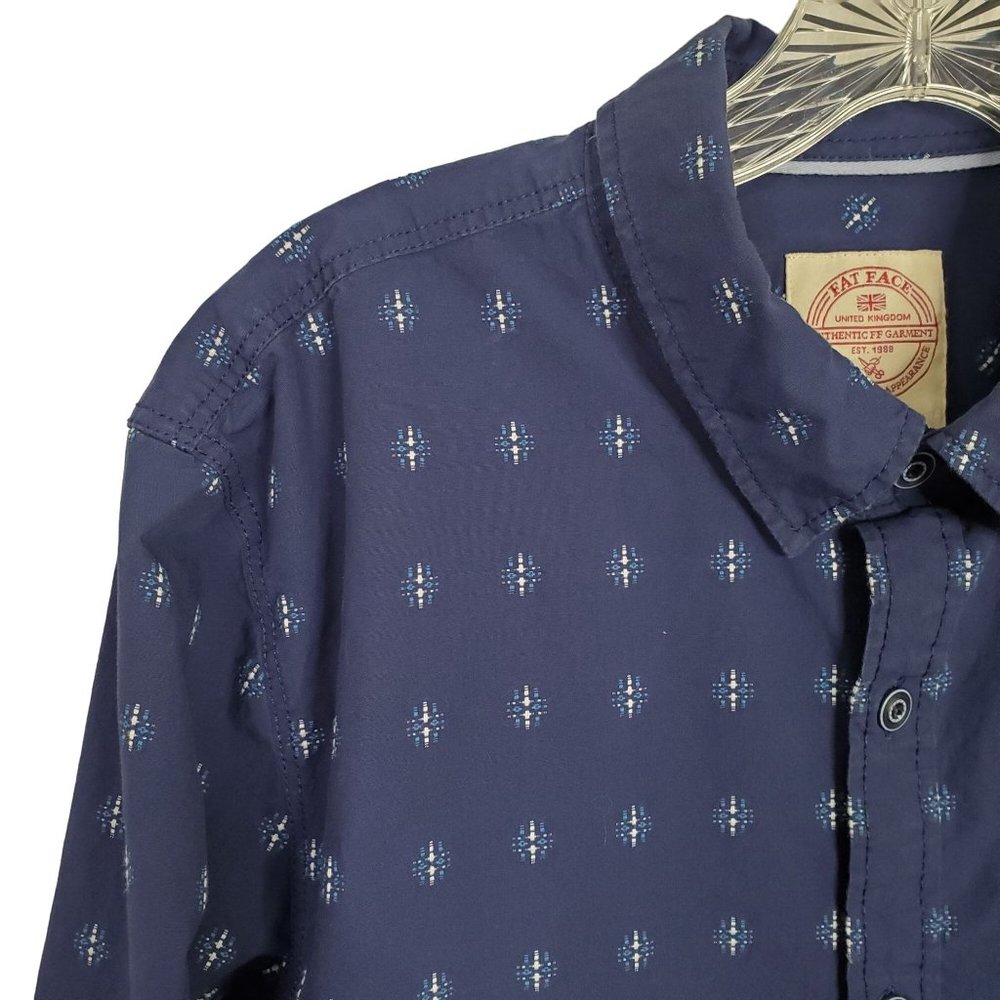 FatFace UK Size L Shirt 100% Cotton Embroidered Button Front Long Sleeve Pocket - Picture 4 of 12